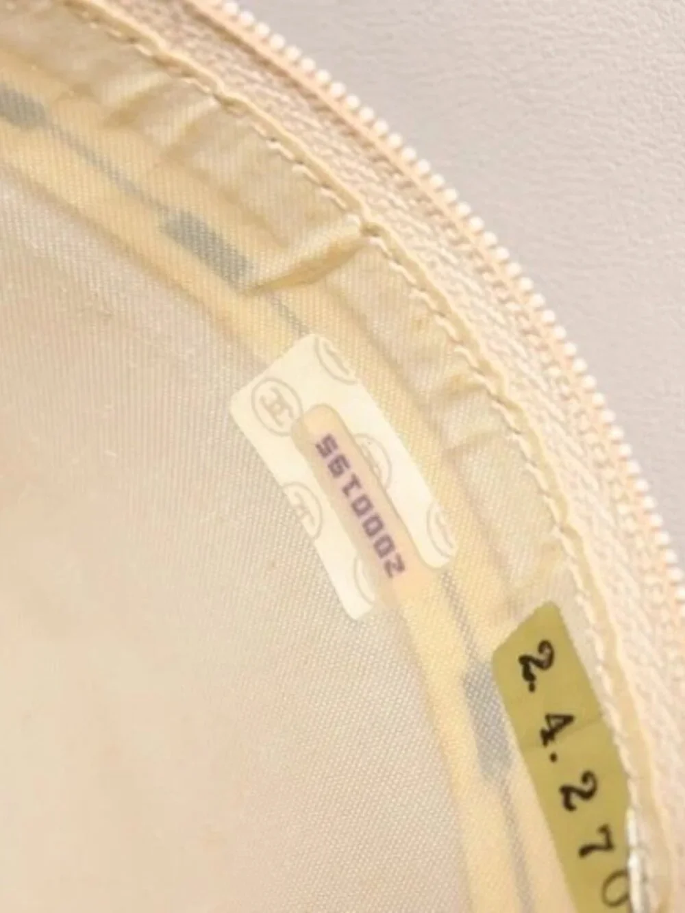 CHANEL Shoulder Bag Lamb Skin Beige Gold CC Auth BA11562A